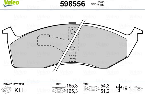 Valeo 598556 - Гальмівні колодки, дискові гальма avtolavka.club