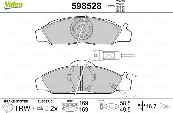 Valeo 598528 - Гальмівні колодки, дискові гальма avtolavka.club