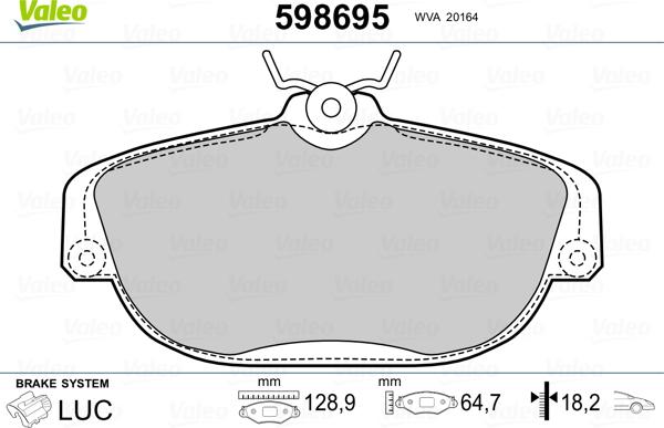 Valeo 598695 - Гальмівні колодки, дискові гальма avtolavka.club