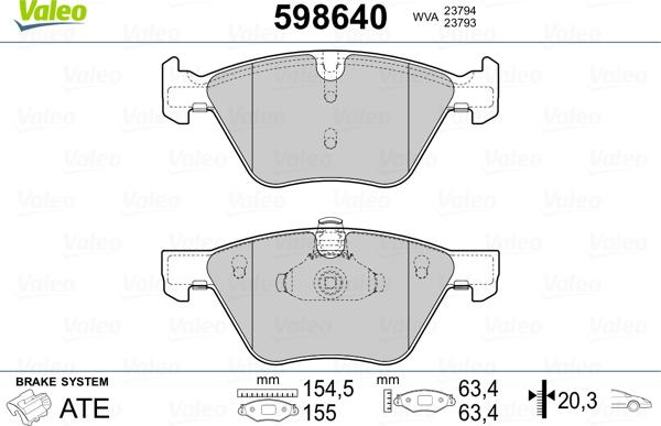 Valeo 598640 - Гальмівні колодки, дискові гальма avtolavka.club