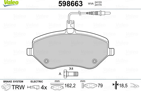 Valeo 598663 - Гальмівні колодки, дискові гальма avtolavka.club