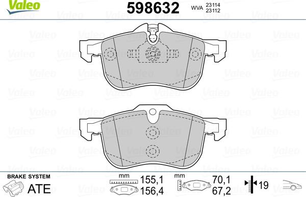 Valeo 598632 - Гальмівні колодки, дискові гальма avtolavka.club