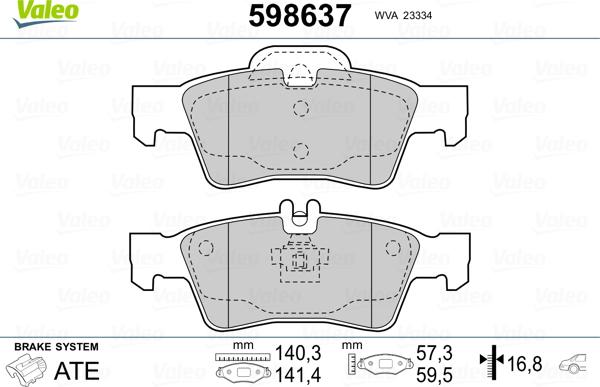 Valeo 598637 - Гальмівні колодки, дискові гальма avtolavka.club