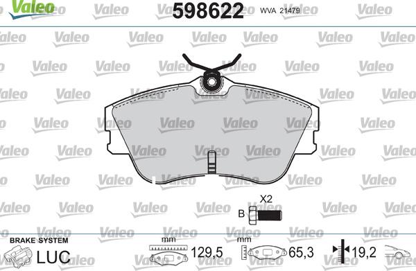 Valeo 598622 - Гальмівні колодки, дискові гальма avtolavka.club