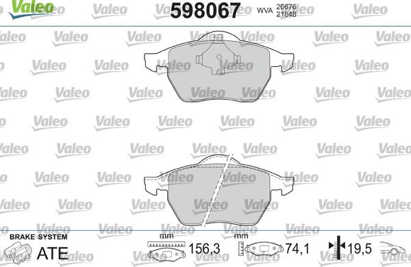 Valeo 598067 - Гальмівні колодки, дискові гальма avtolavka.club