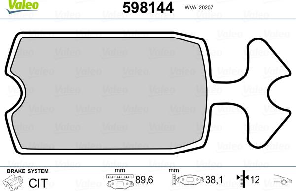 Valeo 598144 - Гальмівні колодки, дискові гальма avtolavka.club