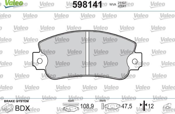 Valeo 598141 - Гальмівні колодки, дискові гальма avtolavka.club