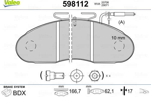 Valeo 598112 - Гальмівні колодки, дискові гальма avtolavka.club