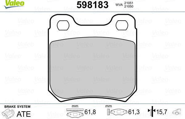 Valeo 598183 - Гальмівні колодки, дискові гальма avtolavka.club