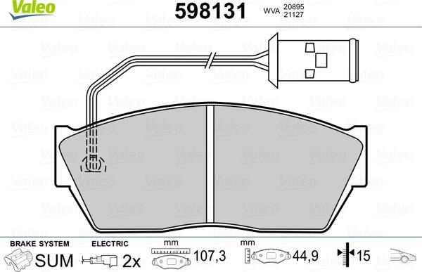 Valeo 598131 - Гальмівні колодки, дискові гальма avtolavka.club