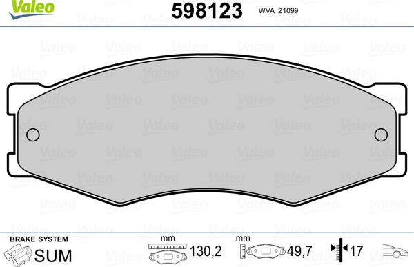 Valeo 598123 - Гальмівні колодки, дискові гальма avtolavka.club