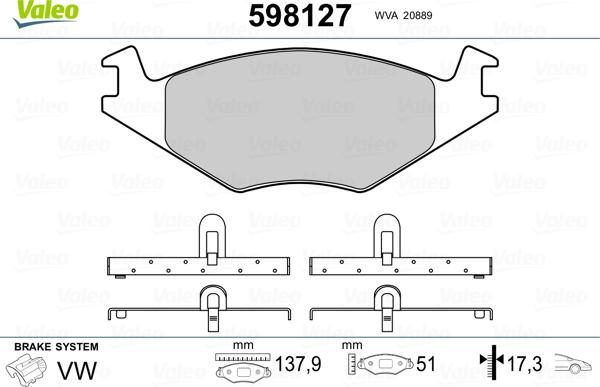 Valeo 598127 - Гальмівні колодки, дискові гальма avtolavka.club