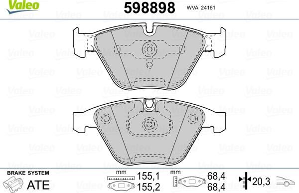 Valeo 598898 - Гальмівні колодки, дискові гальма avtolavka.club