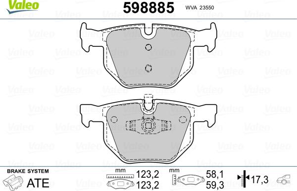 Valeo 598885 - Гальмівні колодки, дискові гальма avtolavka.club