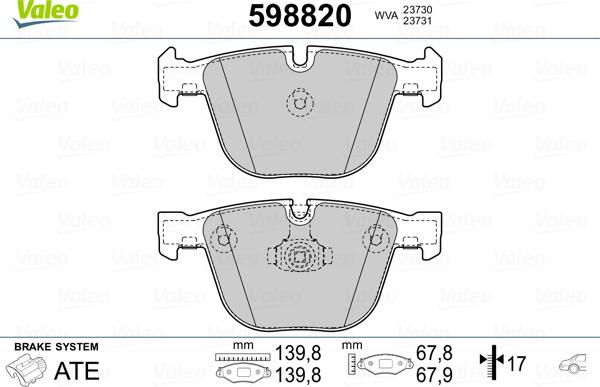 Valeo 598820 - Гальмівні колодки, дискові гальма avtolavka.club