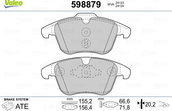 Valeo 598879 - Гальмівні колодки, дискові гальма avtolavka.club