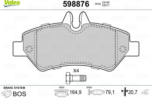 Valeo 598876 - Гальмівні колодки, дискові гальма avtolavka.club