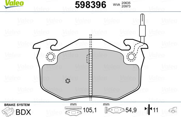 Valeo 598396 - Гальмівні колодки, дискові гальма avtolavka.club