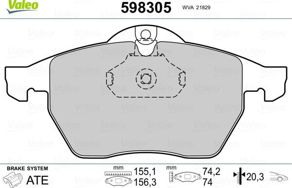 Valeo 598305 - Гальмівні колодки, дискові гальма avtolavka.club