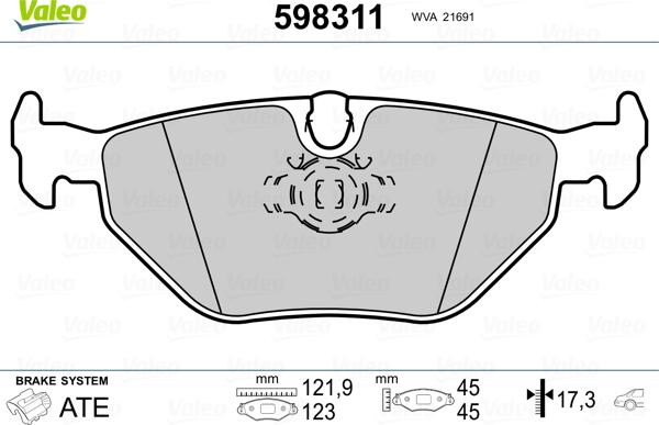 Valeo 598311 - Гальмівні колодки, дискові гальма avtolavka.club