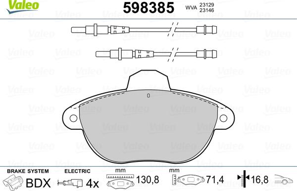 Valeo 598385 - Гальмівні колодки, дискові гальма avtolavka.club