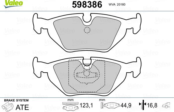 Valeo 598386 - Гальмівні колодки, дискові гальма avtolavka.club