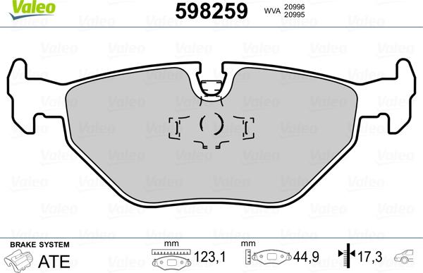 Valeo 598259 - Гальмівні колодки, дискові гальма avtolavka.club