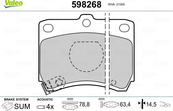 Valeo 598268 - Гальмівні колодки, дискові гальма avtolavka.club