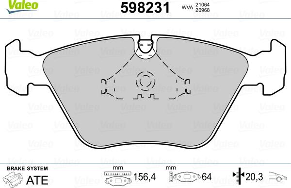 Valeo 598231 - Гальмівні колодки, дискові гальма avtolavka.club