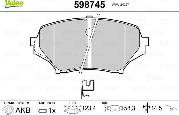 Valeo 598745 - Гальмівні колодки, дискові гальма avtolavka.club