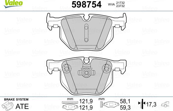 Valeo 598754 - Гальмівні колодки, дискові гальма avtolavka.club