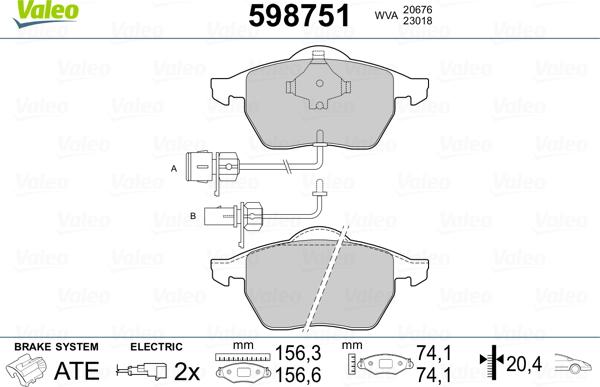 Valeo 598751 - Гальмівні колодки, дискові гальма avtolavka.club