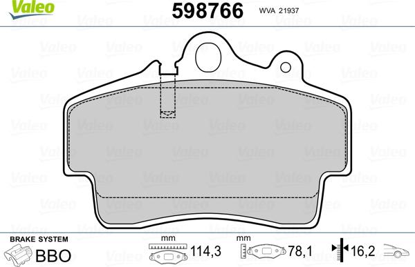 Valeo 598766 - Гальмівні колодки, дискові гальма avtolavka.club