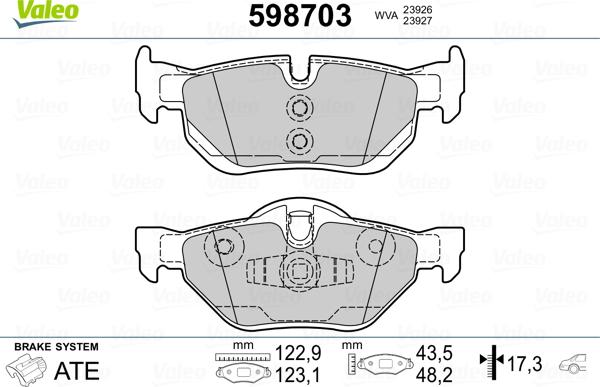 Valeo 598703 - Гальмівні колодки, дискові гальма avtolavka.club