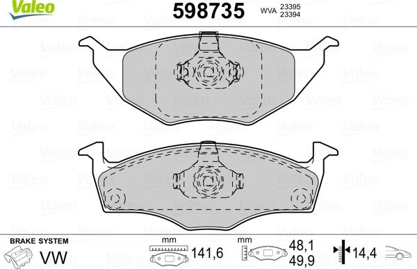 Valeo 598735 - Гальмівні колодки, дискові гальма avtolavka.club