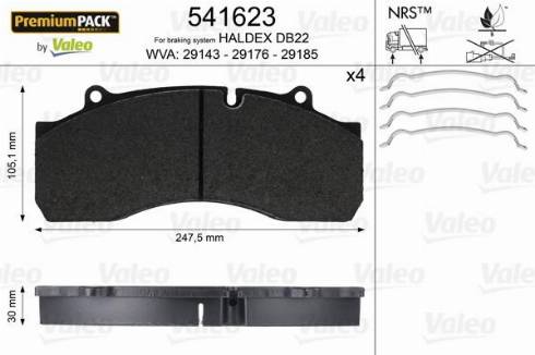 Valeo 541623 - Гальмівні колодки, дискові гальма avtolavka.club