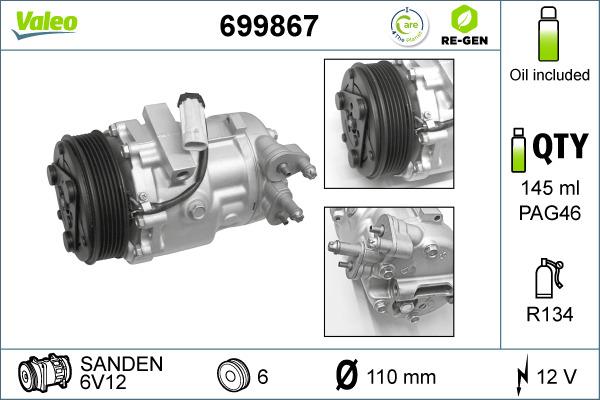 Valeo 699867 - Компресор, кондиціонер avtolavka.club