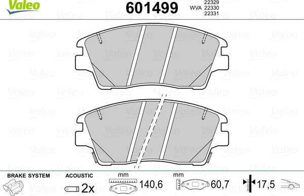 Valeo 601499 - Гальмівні колодки, дискові гальма avtolavka.club