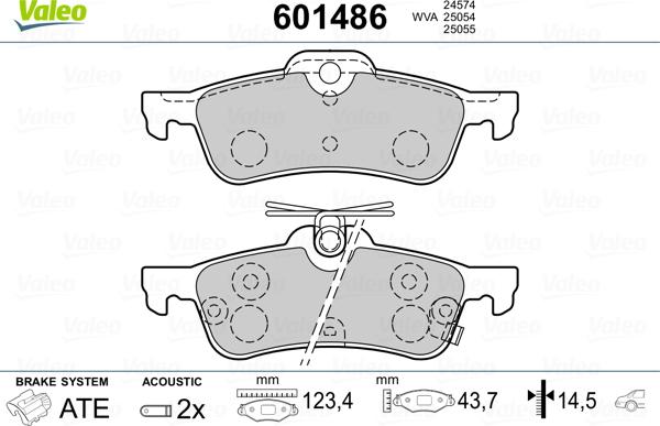 Valeo 601486 - Гальмівні колодки, дискові гальма avtolavka.club