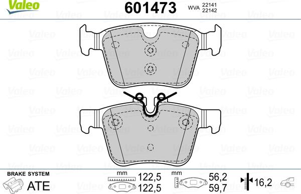 Valeo 601473 - Гальмівні колодки, дискові гальма avtolavka.club