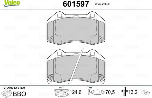 Valeo 601597 - Гальмівні колодки, дискові гальма avtolavka.club