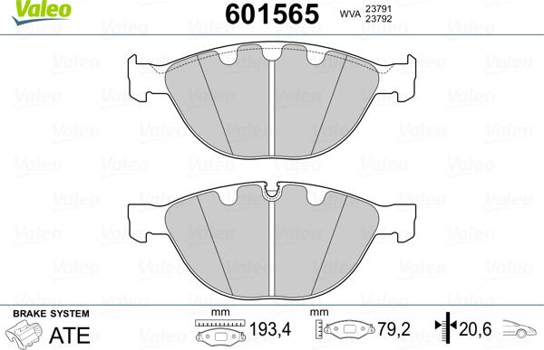 Valeo 601565 - Гальмівні колодки, дискові гальма avtolavka.club