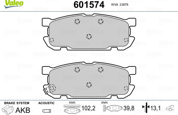 Valeo 601574 - Гальмівні колодки, дискові гальма avtolavka.club