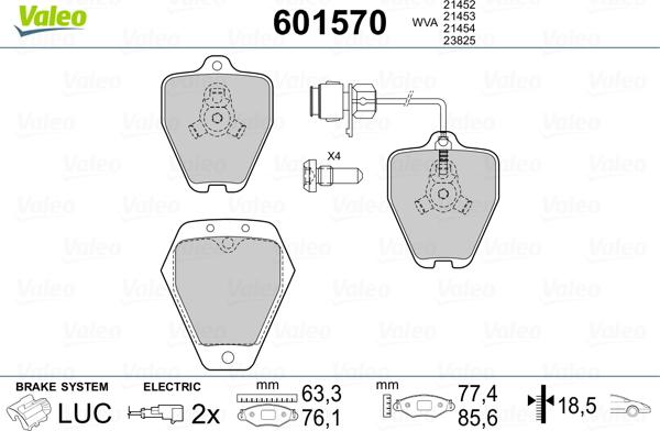 Valeo 601570 - Гальмівні колодки, дискові гальма avtolavka.club