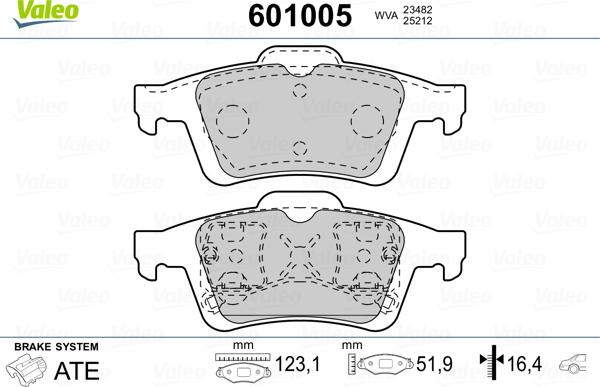 Valeo 601005 - Гальмівні колодки, дискові гальма avtolavka.club