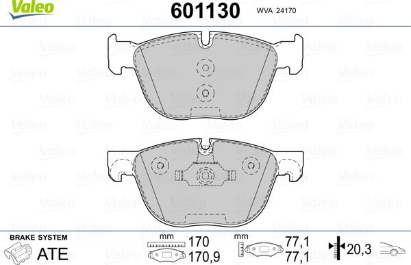 Valeo 601130 - Гальмівні колодки, дискові гальма avtolavka.club