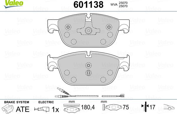 Valeo 601138 - Гальмівні колодки, дискові гальма avtolavka.club