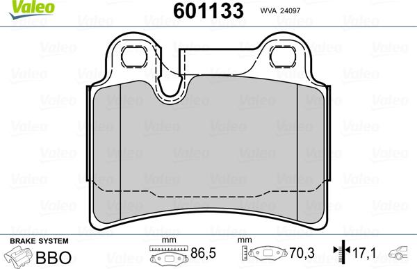 Valeo 601133 - Гальмівні колодки, дискові гальма avtolavka.club