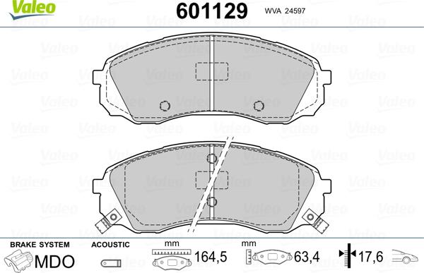 Valeo 601129 - Гальмівні колодки, дискові гальма avtolavka.club