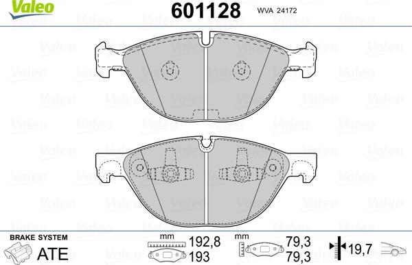 Valeo 601128 - Гальмівні колодки, дискові гальма avtolavka.club